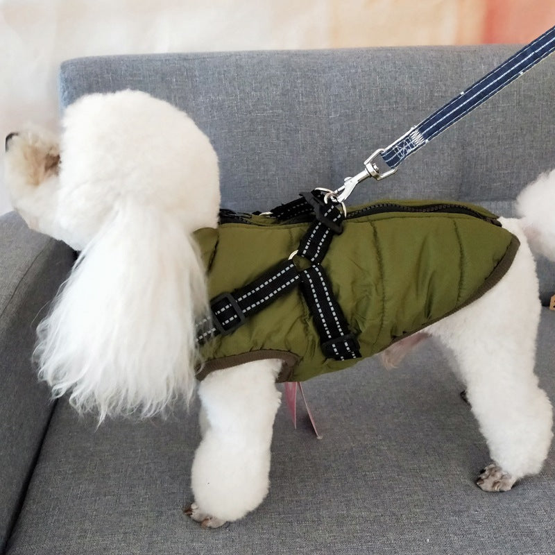 Winter Waterproof Dog Jacket with Built‑in Harness – Warm Coat for Small & Large Dogs