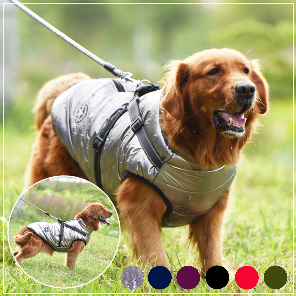 Winter Waterproof Dog Jacket with Built‑in Harness – Warm Coat for Small & Large Dogs