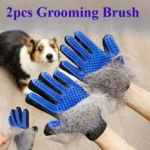 2-in-1 Pet Grooming Gloves Set–Silicone Massage & Hair Removal Gloves for Dogs&Cats,Deshedding Glove Brush for Bathing & Bonding