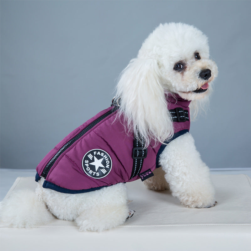 Winter Waterproof Dog Jacket with Built‑in Harness – Warm Coat for Small & Large Dogs