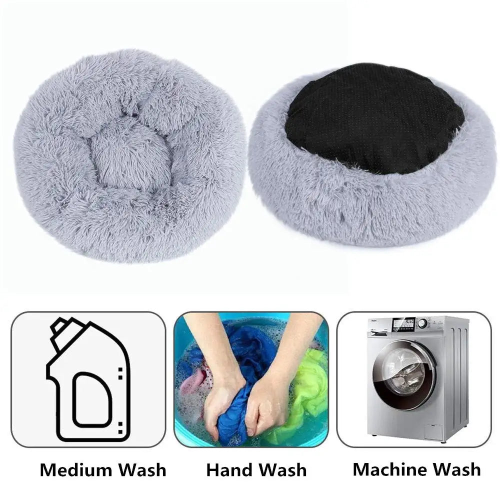 Round Plush Pet Bed — Cat & Dog Cave Bed, Ultra-Soft Winter Warm