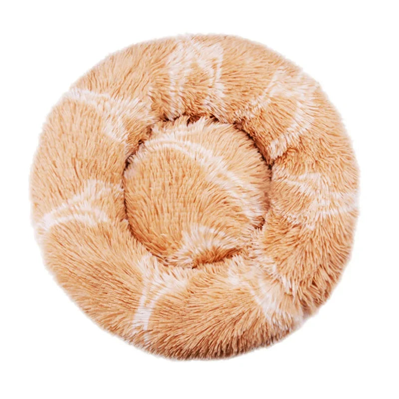 Round Plush Dog Bed – Deep Cushioned Nest for Medium & Large Dogs