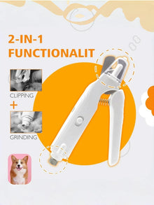 Quiet Pet Nail Grinder — LED Light Nail Care Tool for Dogs & Cats