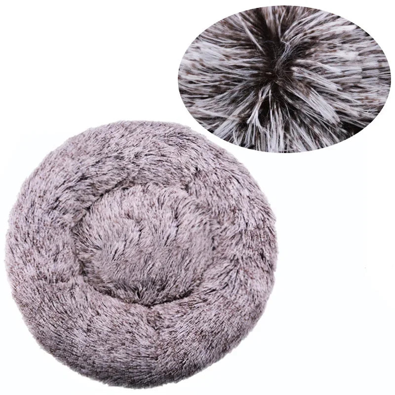 Round Plush Dog Bed – Deep Cushioned Nest for Medium & Large Dogs