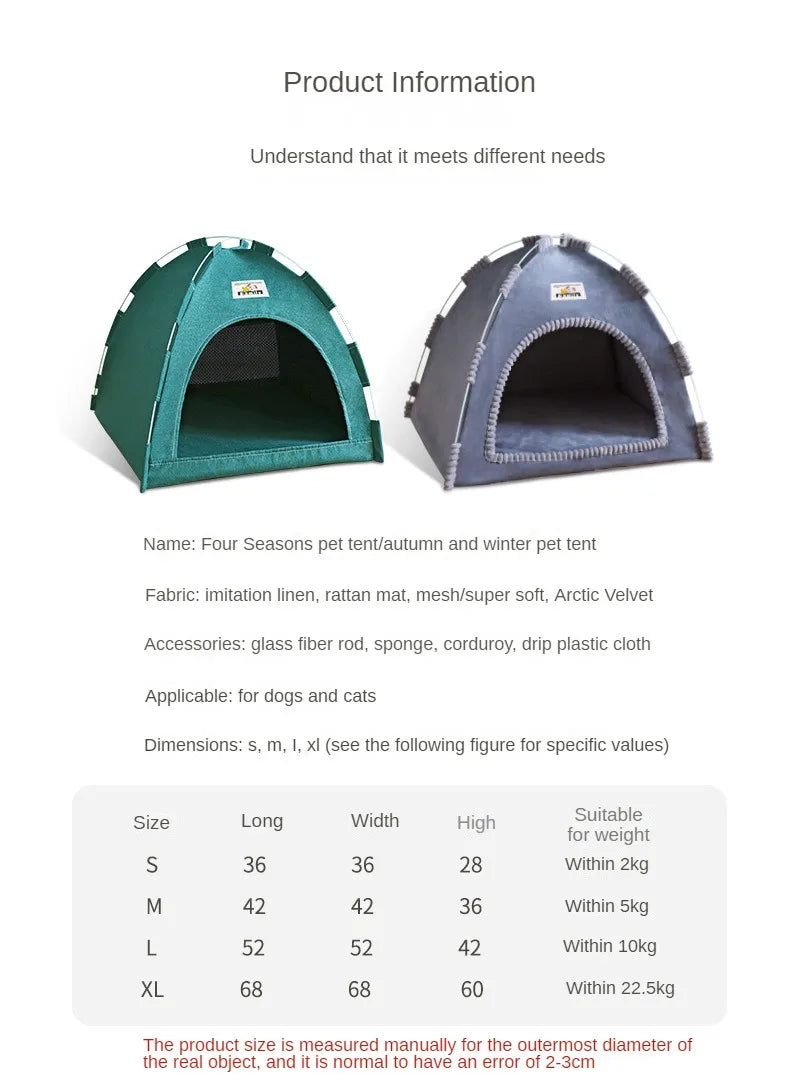 Four Seasons Pet Tent – Foldable Breathable House for Cats & Dogs