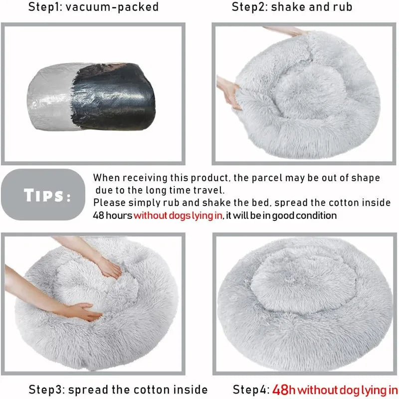 Round Plush Pet Bed — Cat & Dog Cave Bed, Ultra-Soft Winter Warm