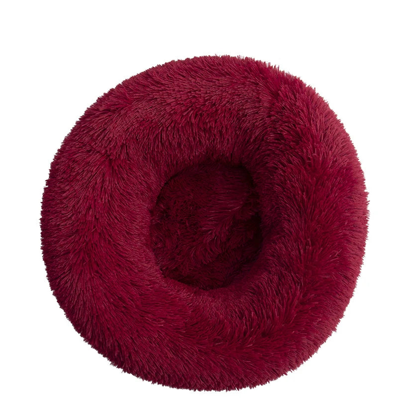Round Plush Pet Bed — Cat & Dog Cave Bed, Ultra-Soft Winter Warm
