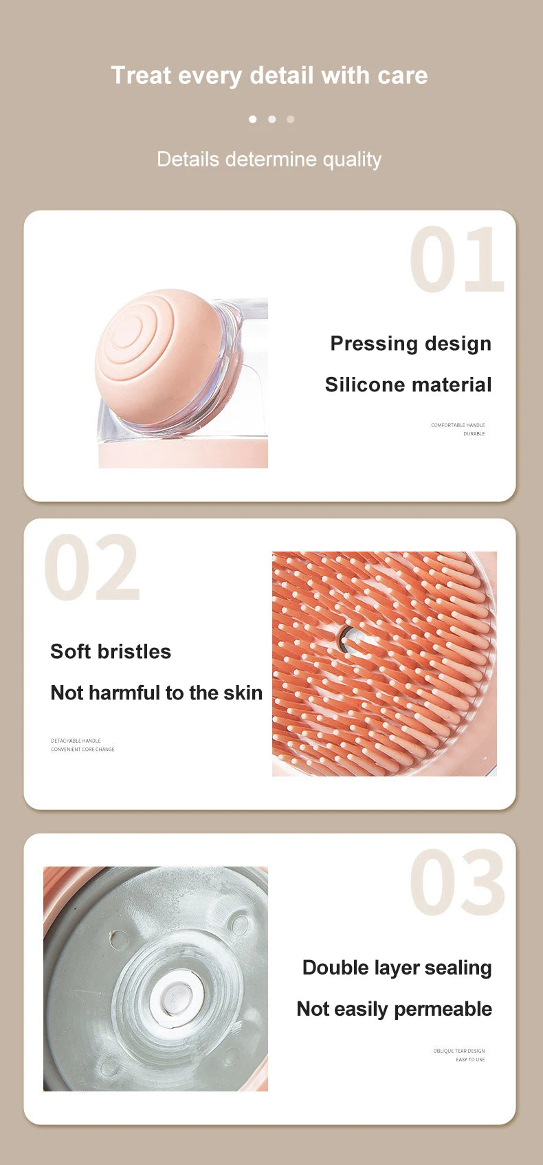 Silicone Bath Brush with Shampoo Dispenser — Grooming Massage Brush