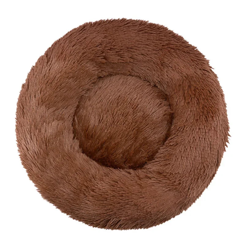 Round Plush Dog Bed – Deep Cushioned Nest for Medium & Large Dogs