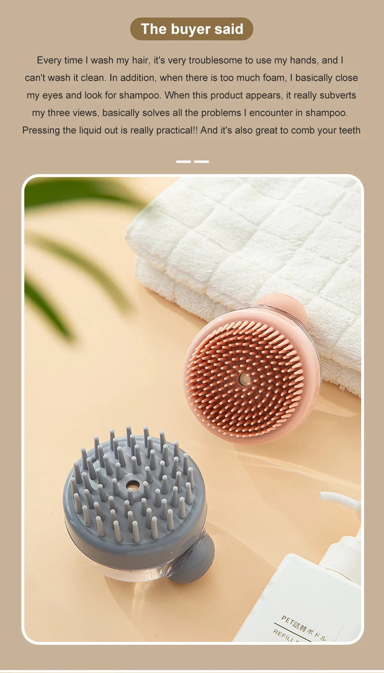 Silicone Bath Brush with Shampoo Dispenser — Grooming Massage Brush