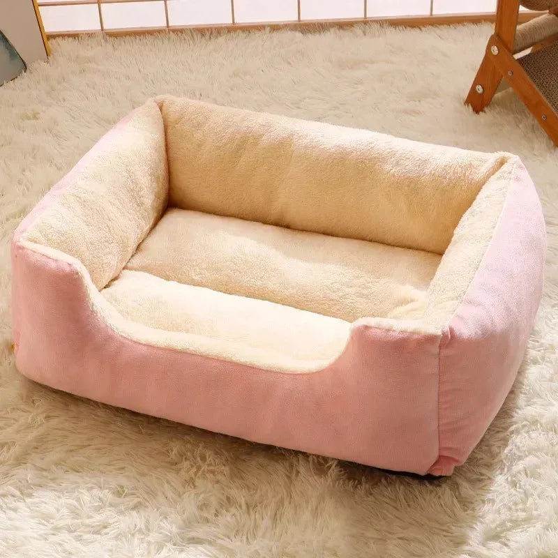 Plush Basket Bed – Soft Round Cushion for Cats & Dogs