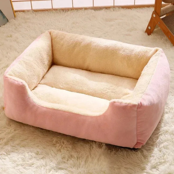 Plush Basket Bed – Soft Round Cushion for Cats & Dogs