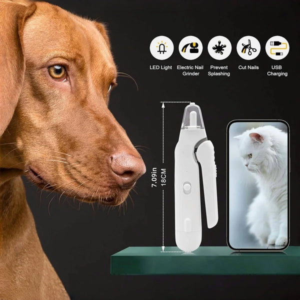 Quiet Pet Nail Grinder — LED Light Nail Care Tool for Dogs & Cats