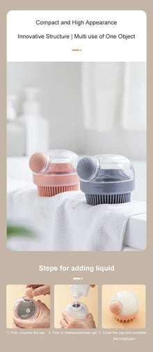 Silicone Bath Brush with Shampoo Dispenser — Grooming Massage Brush