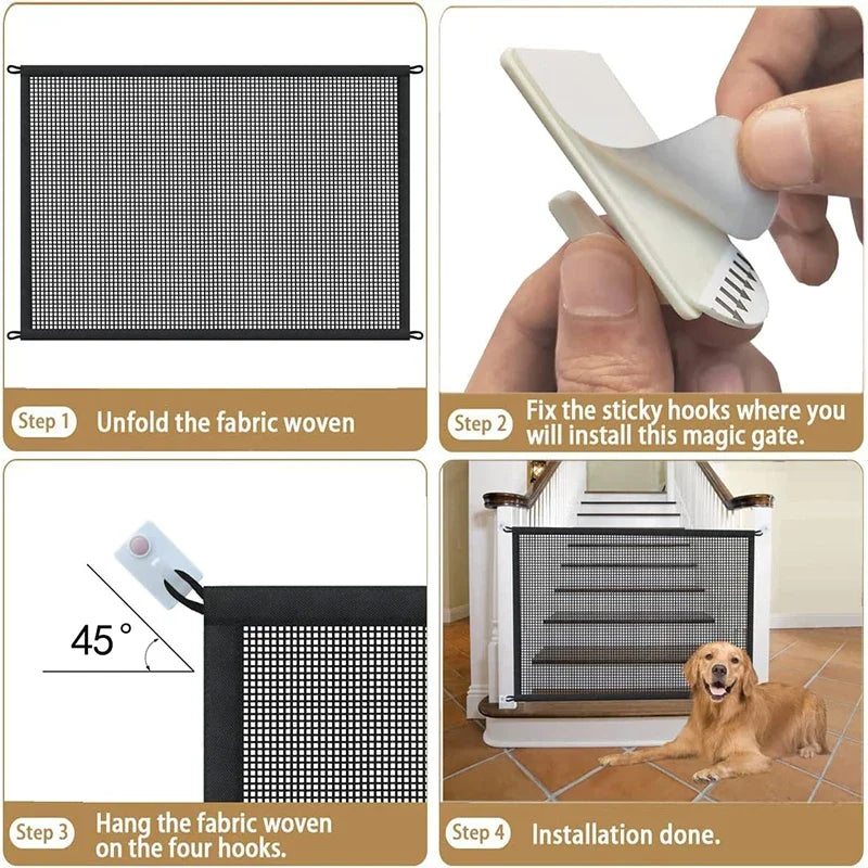 Folding Mesh Safety Gate – Portable Pet Barrier & Playpen Panel