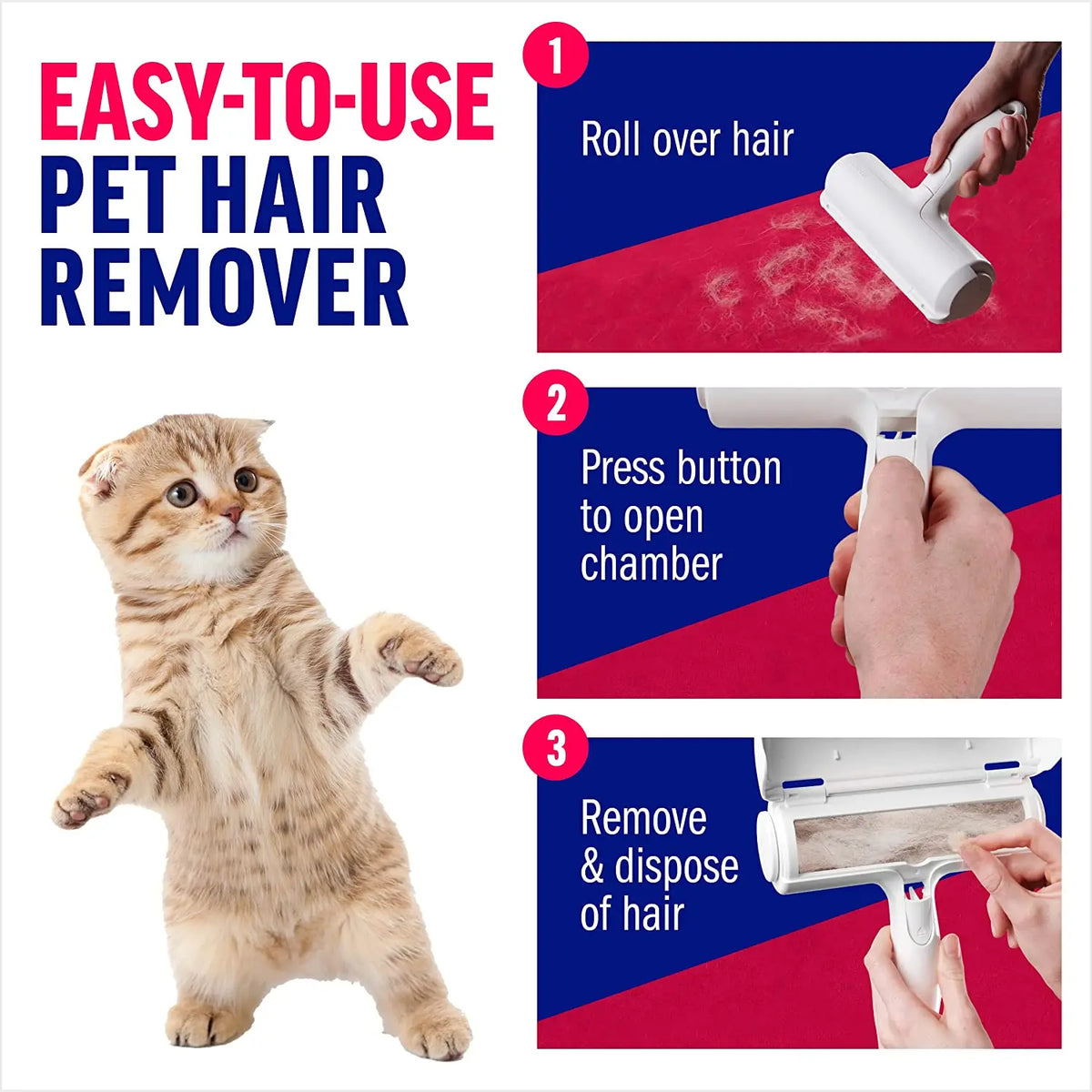 Self-Cleaning Pet Hair Remover Roller — Reusable Fur Remover