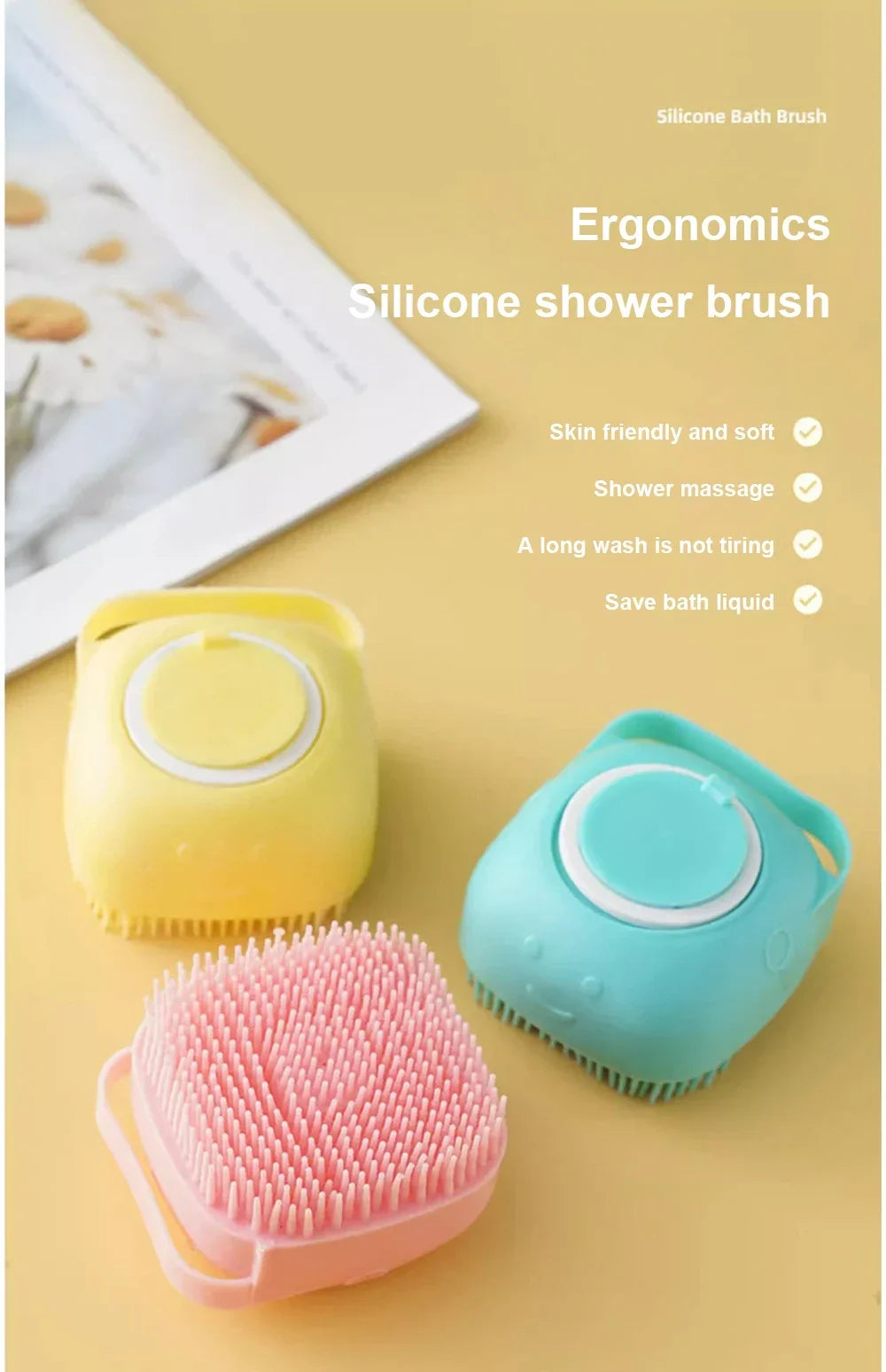 Silicone Bath Brush — Foaming Massage Brush for Dogs & Cats
