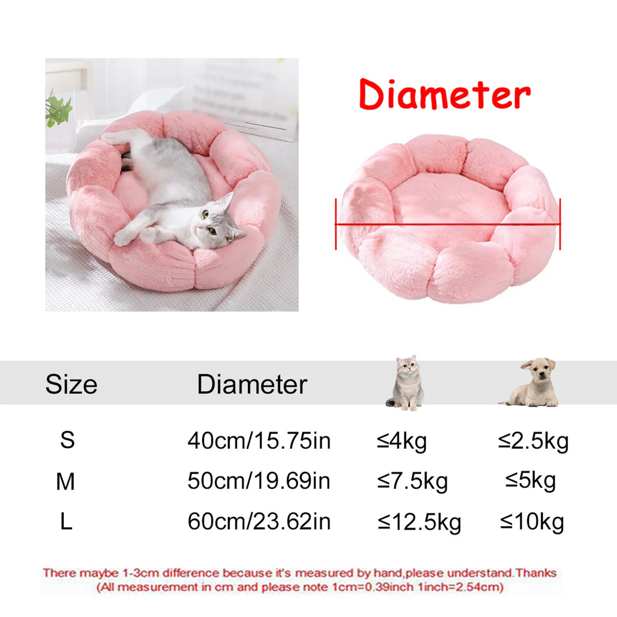 Round Plush Dog Bed – Deep Cushioned Nest for Medium & Large Dogs