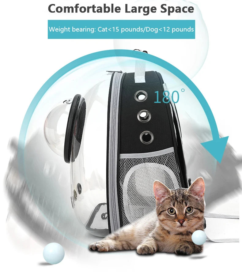 Bubble Backpack Pet Carrier – See-Through Travel Bag for Cats & Small Dogs