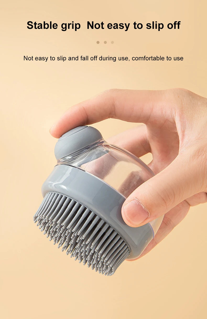 Silicone Bath Brush with Shampoo Dispenser — Grooming Massage Brush