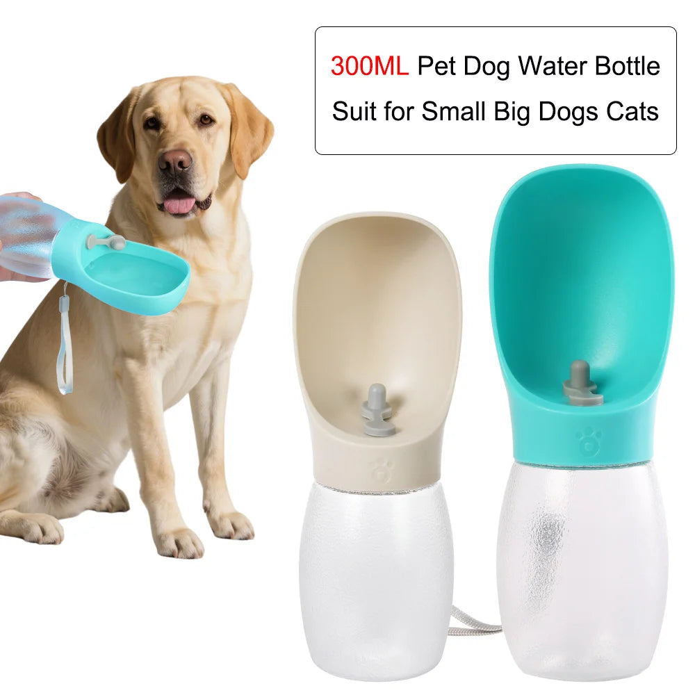 Portable Pet Water Bottle — 300ml Leak-Proof Drinking Bowl for Walks