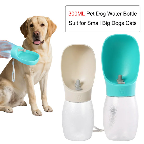Portable Pet Water Bottle — 300ml Leak-Proof Drinking Bowl for Walks