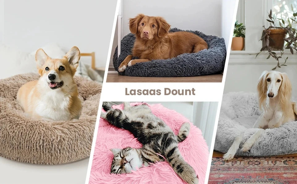 Round Plush Dog Bed – Deep Cushioned Nest for Medium & Large Dogs