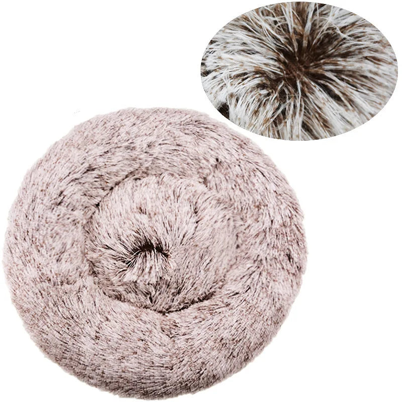Round Plush Dog Bed – Deep Cushioned Nest for Medium & Large Dogs