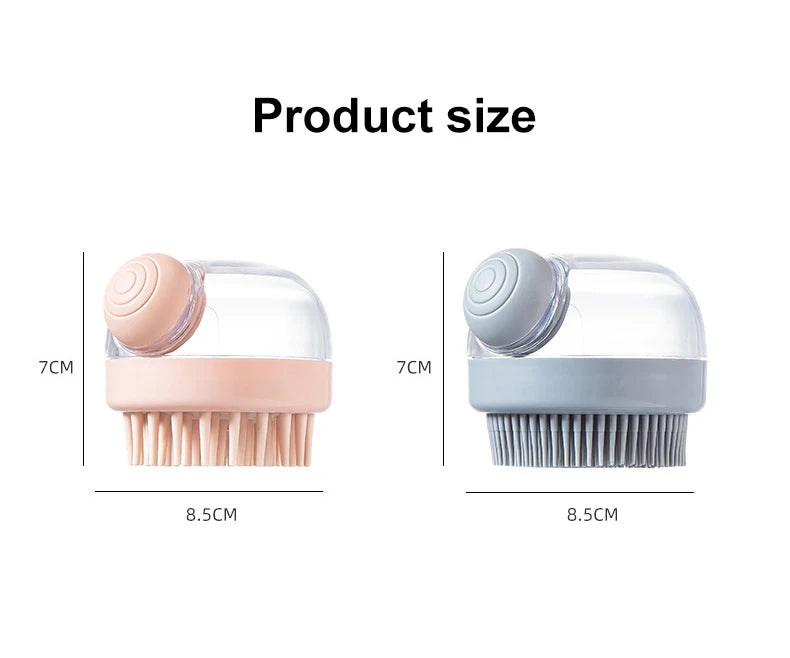 Silicone Bath Brush with Shampoo Dispenser — Grooming Massage Brush