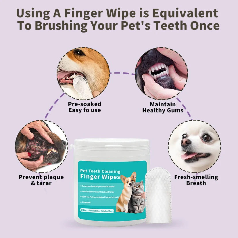 Disposable Finger Toothbrush Wipes — Dog & Cat Dental Care