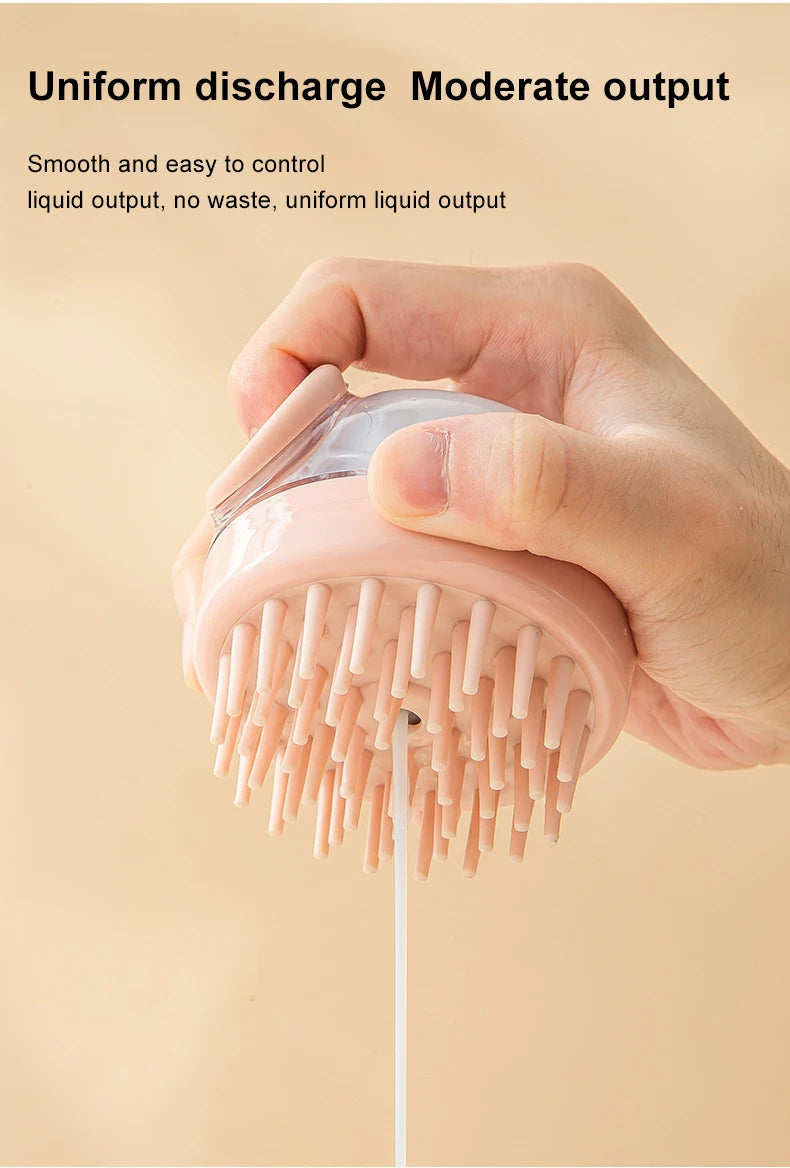 Silicone Bath Brush with Shampoo Dispenser — Grooming Massage Brush