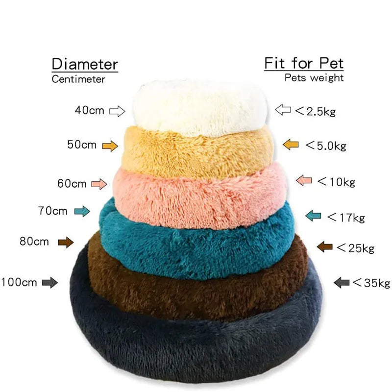 Round Plush Pet Bed — Cat & Dog Cave Bed, Ultra-Soft Winter Warm