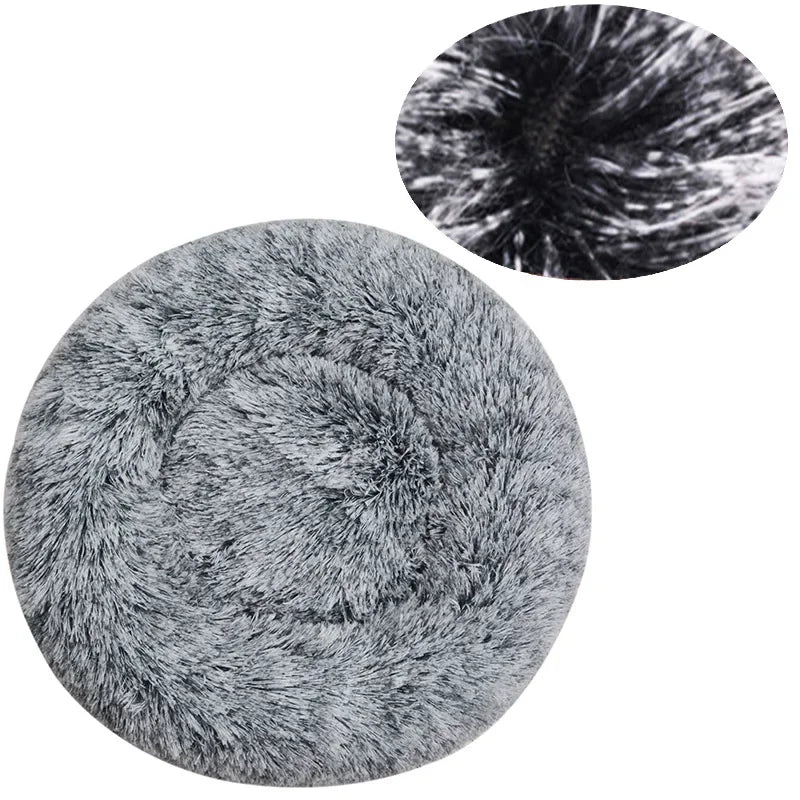 Round Plush Dog Bed – Deep Cushioned Nest for Medium & Large Dogs