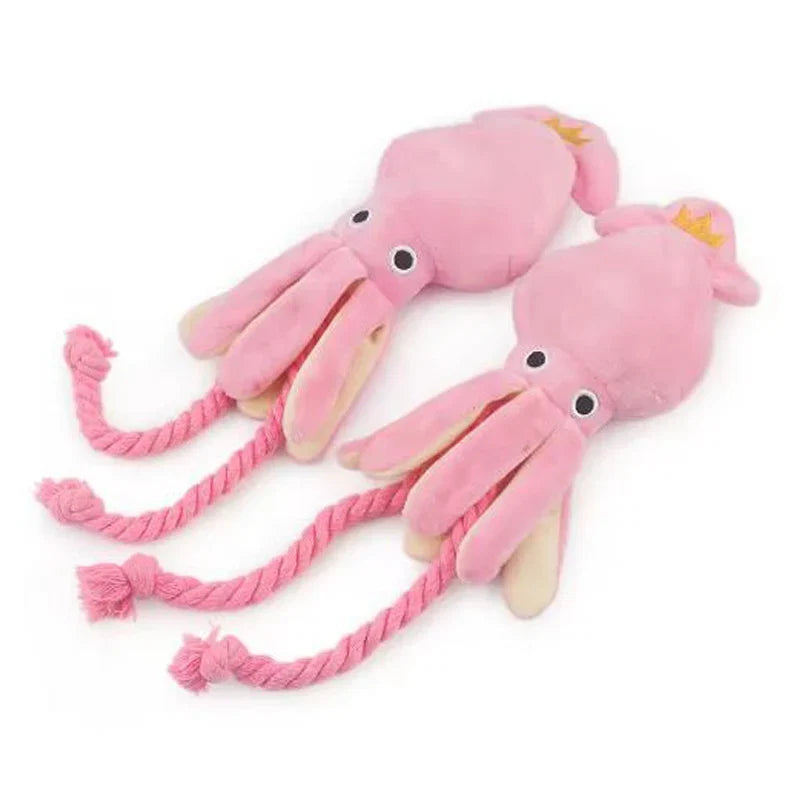 A built-in squeaker keeps solo play sessions going long after the novelty of a silent toy wears off.