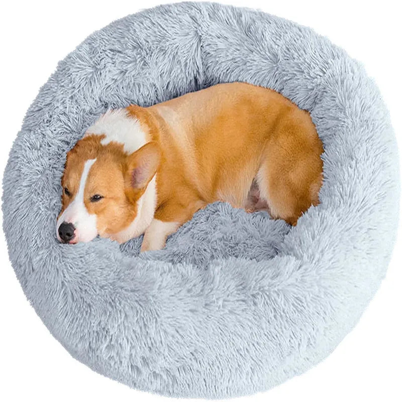 Round Plush Pet Bed — Cat & Dog Cave Bed, Ultra-Soft Winter Warm