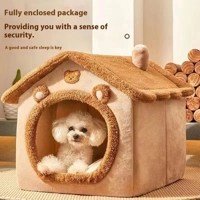 All-Season Dog House Bed – Removable, Washable Enclosed Bed