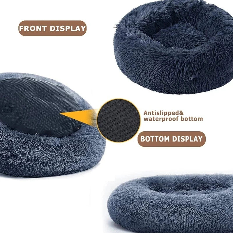 Round Plush Dog Bed – Deep Cushioned Nest for Medium & Large Dogs