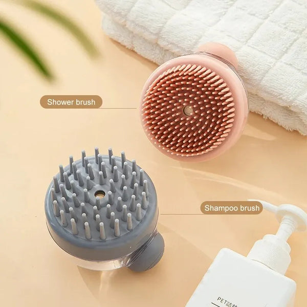 Silicone Bath Brush with Shampoo Dispenser — Grooming Massage Brush