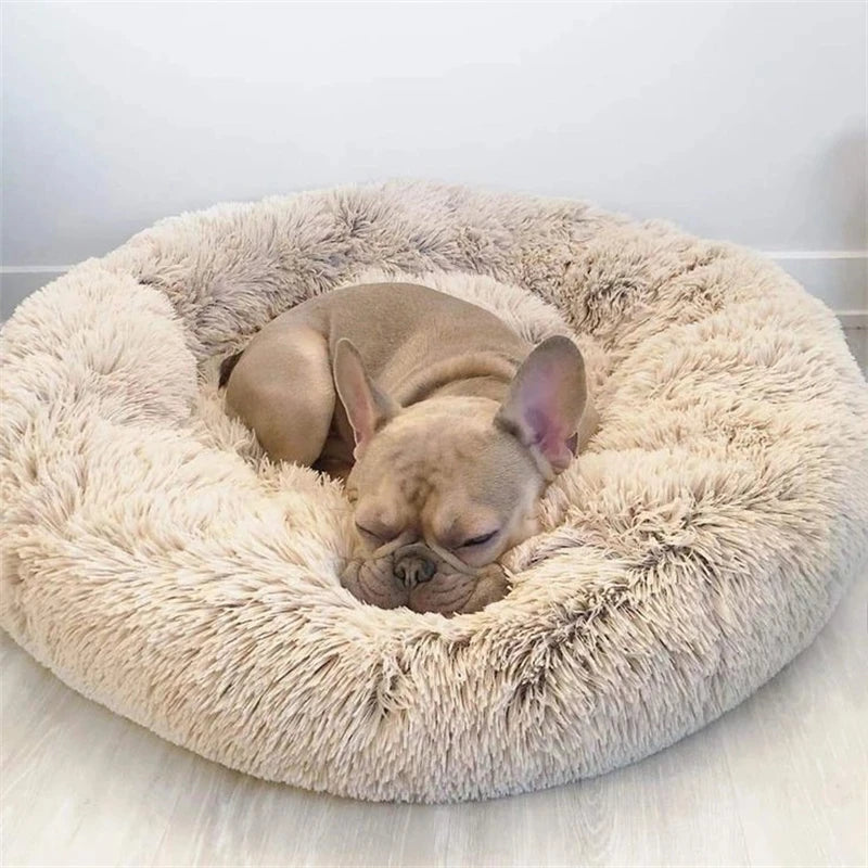 Round Plush Dog Bed – Deep Cushioned Nest for Medium & Large Dogs