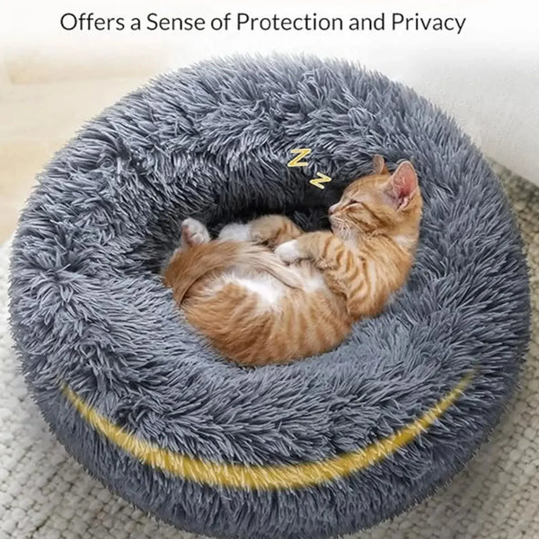 Round Plush Dog Bed – Deep Cushioned Nest for Medium & Large Dogs